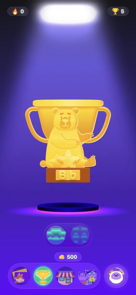 A trophy earned for a finished letter